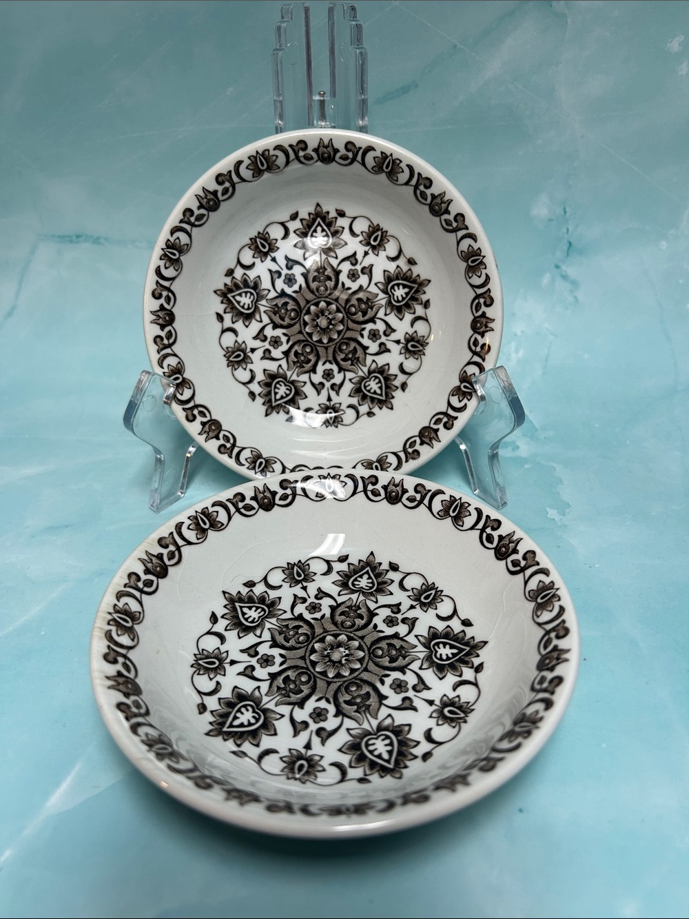 Vintage (1970's) Wood & Sons Eldorado fruits bowl Stylized Brown Floral Set of 2